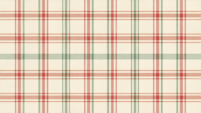 Seamless plaid pattern with thick red stripes, thin green lines  background 
