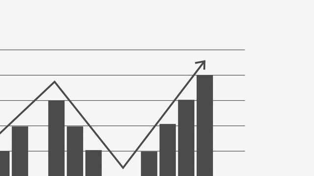 Financial Growth Graph Animation Featuring a Dynamic Bar Chart with Upward Trajectory and Increased Earnings