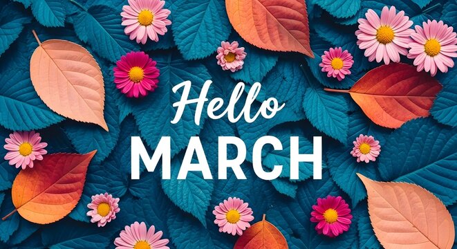 Hello March Flowers and Leaves