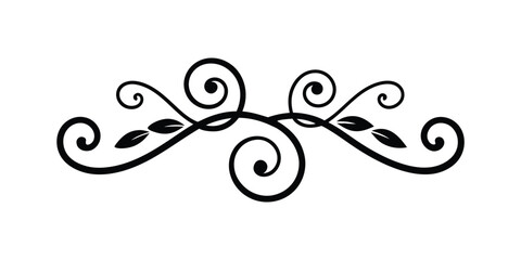 Delicate Victorian flourish vector silhouette 
