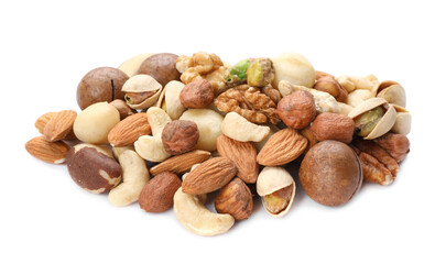 Mix of different nuts isolated on white