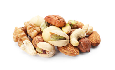 Mix of different nuts isolated on white