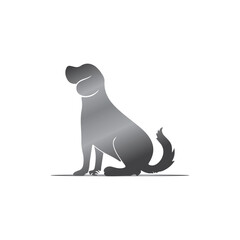 Minimalist dog silhouette sitting in black and gray gradient, shadow vector dog illustration, dpg silhouette vector,