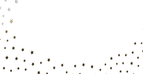 Gold and Silver Stars on White Background