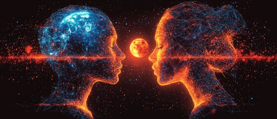 Cosmic Connection: A Digital Portrait of Intertwined Souls