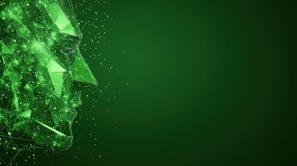 Abstract Digital Face: Green Polygonal Portrait