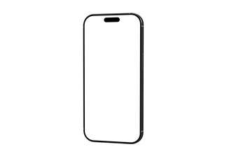 High-quality image of a modern smartphone with a blank screen, perfect for app presentations and website designs.  Clean, minimalist style.