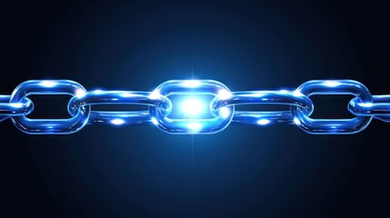 Glowing Blue Chain: Strength, Connection, and Security