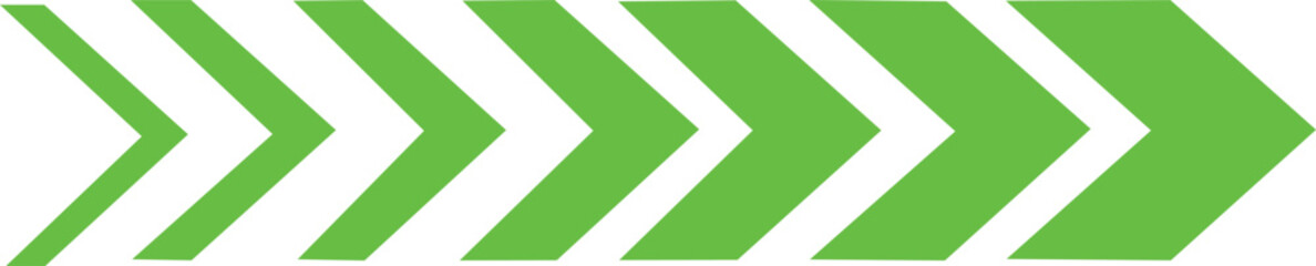 green chevron arrows pointing to the right, isolated on a white background, symbolizing direction, growth, and positive movement © WASIF-Stock