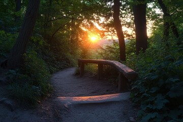 Sunset Serenity: A Forest Path Beckons