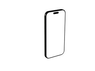 High-quality image of a black smartphone mockup with a blank screen, perfect for app presentations or website designs. Isolated on white backgr