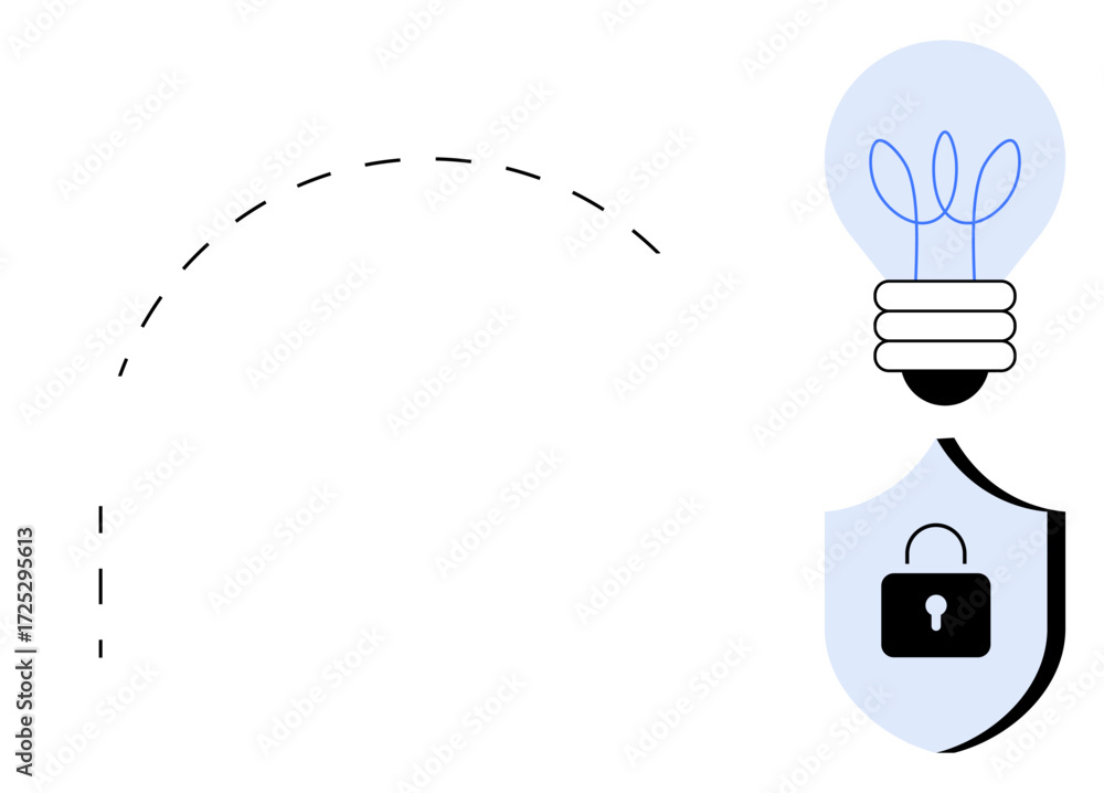 Aufkleber light bulb with minimalist shield and lock symbol emphasizing protection, ideas, and data security. 