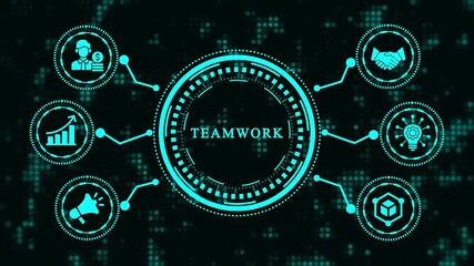 Teamwork concept with icons collaboration, cooperation, communication, and success business teamwork, partnership, and collaboration for success teamwork and collaboration concept - Powered by Adobe