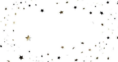 Gold Black Stars Scatter White Background