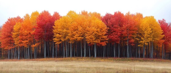 Autumnal Aspen Grove: A Symphony of Color in the Fall