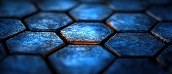 Abstract Hexagon Pattern: Deep Blue Metallic Texture
