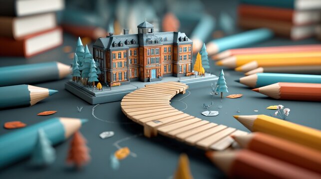 Abstract colorful shapes forming school supplies, representing learning and new term.