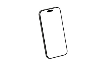High-quality image of a modern smartphone with a blank screen, perfect for app presentations or website designs. Isolated on white background.