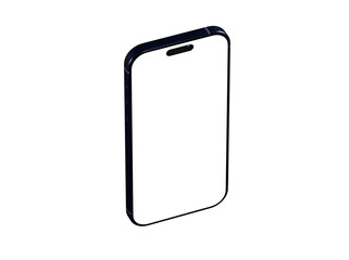 Clean isometric view of a smartphone with a blank screen, perfect for app presentations or website mockups.