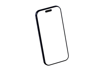 High-quality image of a modern smartphone with a blank screen, perfect for app presentations or website mockups. Isolated on white.