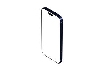 High-quality isometric mockup of a modern smartphone with a blank screen, perfect for app presentations or website designs.