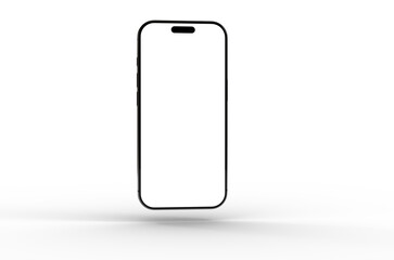 High-quality image of a modern smartphone with a blank screen, perfect for app presentations or website designs. Easy to use.