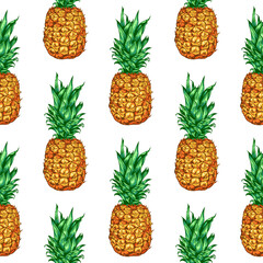 A pattern of pineapples on a white background