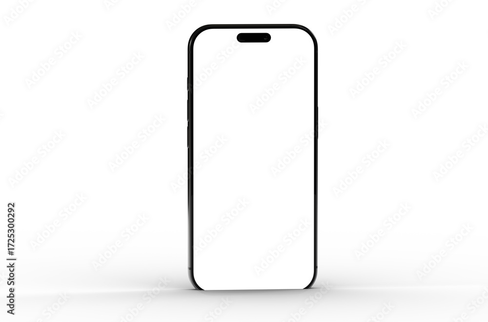 Poster high-quality image of a black smartphone with a blank screen, perfect for app presentations or websi