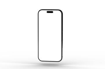 High-quality image of a black smartphone mockup with a blank screen, perfect for app presentations or website design.