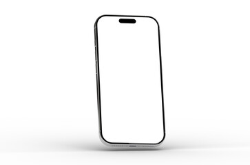 Clean smartphone mockup with blank screen, ideal for app presentations or website designs.  Isolated on white.