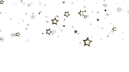 Sparkling festive background with gold stars and snowflakes. Perfect for holiday cards, winter designs.