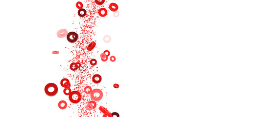 Download this free stock photo of abstract red circles falling on a white background. Perfect for presentations and desi