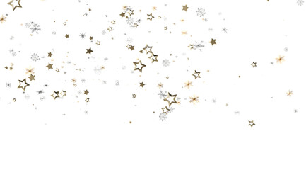 Elegant holiday background with gold and silver stars and snowflakes. Perfect for Christmas, New Year, or winter designs.