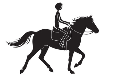 Dynamic Equestrian Silhouette of a Horse and Rider