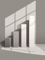 Minimalist Design Featuring Ascending Bars Casting Shadows in a Well-Lit Space