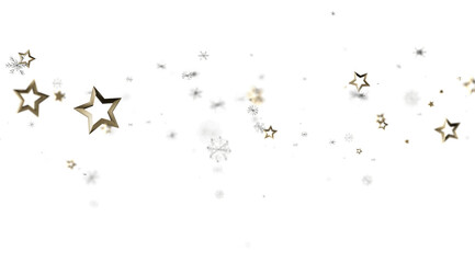 Sparkling golden stars and snowflakes on white. Perfect for holidays, celebration, and magic themes.
