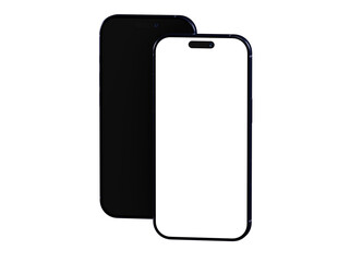 High-quality mockup of two smartphones, one with a black screen and one with a white screen, perfect for app presentations or website