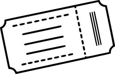  black ticket icon with dashed lines,  vector illustration