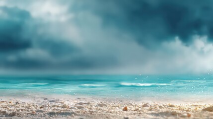 Dramatic Coastal Scene With Turquoise Water And Cloudy Sky