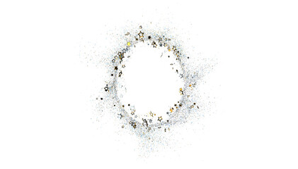 Beautiful gold and silver glitter stars forming a circle frame. Perfect for festive designs.