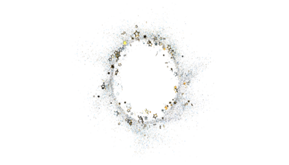 Beautiful gold and silver glitter stars forming a circle frame. Perfect for festive designs.