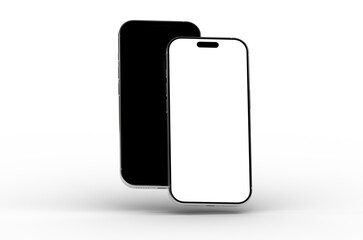 High-quality mockup of two smartphones, one with a black screen and one with a white screen. Perfect for app presentations and websit
