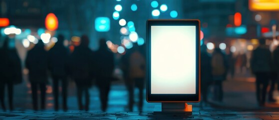 Blank Billboard in City at Night: Advertising Mockup