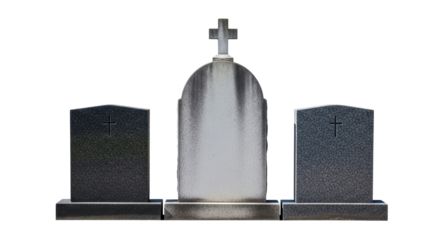 Isolated Cemetery Headstones with Crosses Memorials Tombstones Grave markers Death RIP concept