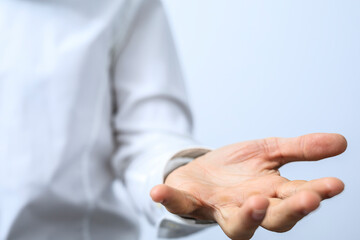 Image of an open hand, symbolizing help, support, opportunity, and generosity. Perfect for...