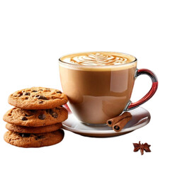 Hot Vanilla Latte with Cookies and Cozy Atmosphere.
