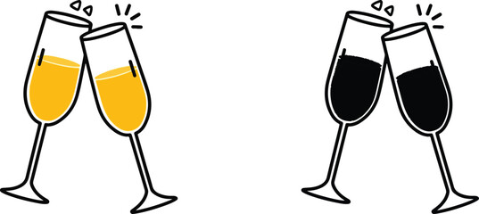Champagne and wine toasting glasses celebration clinking together symbolizing joy and merriment vector