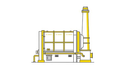 Illustration of industrial factory plant building with chimney and pipes
