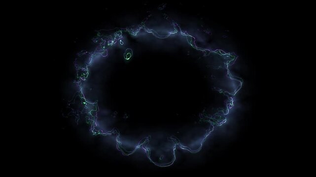 Abstract effect explosion electric energy shockwave, Electrical current, Neon glow style. For visual effects, fight scenes