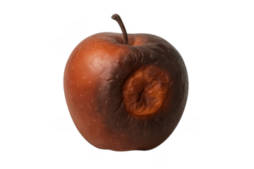 Rotten apple showing advanced decay and spoilage